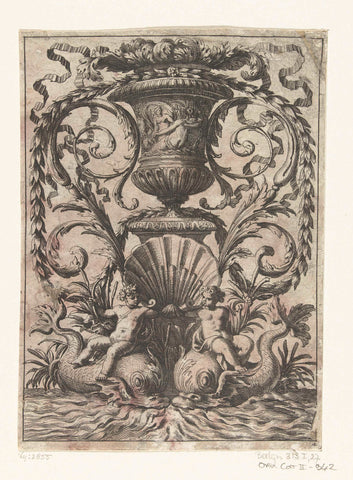 Vase on pedestal, Jean Lepautre, after 1666 - before 1716 Canvas Print