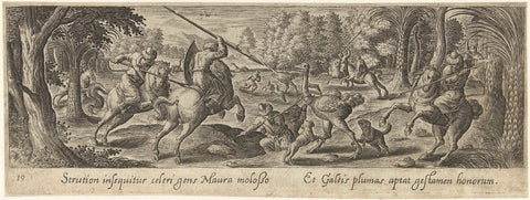 Ostrich Hunting, Philips Galle (attributed to workshop of), 1582 - 1633 Canvas Print