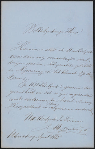 Letter to the anonymous, Albert Neuhuys (1844-1914), 1865 Canvas Print