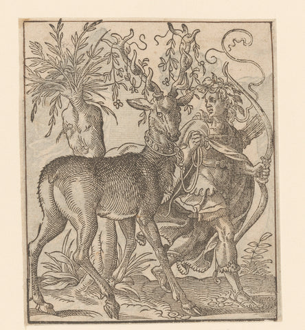 Sagittarius conducts a deer, anonymous, Jost Amman, 1580 Canvas Print