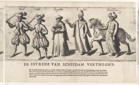 Procession through the chamber of rhetoric De Roo Roosen from Schiedam (second part), 1607, anonymous, 1607 Canvas Print