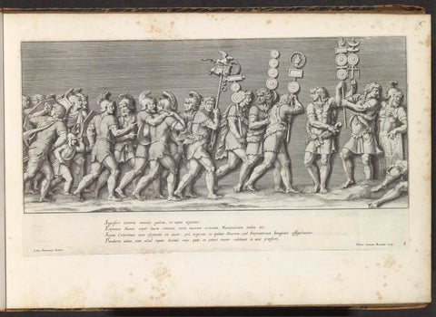 Part of a triumph procession with soldiers with shields, Pietro Sante Bartoli, 1680 Canvas Print