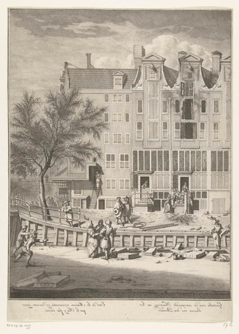 Uitgebrand huis op de Leidsegracht, 1684, Joseph Mulder, 1690 - 1735 Canvas Print