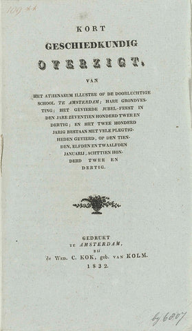 Pamphlet at the second centenary of the Athenaeum Illustre in Amsterdam, 1832, widow C. Kok-van Kolm, 1832 Canvas Print