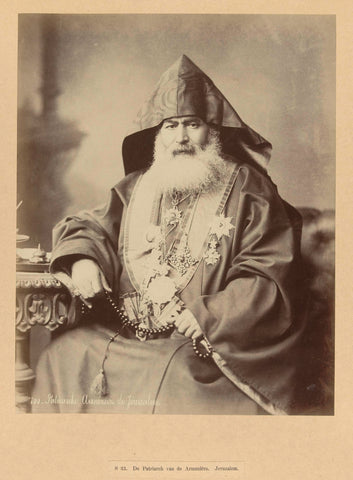 Portrait of Harootiun Vehabedian, Patriarch of the Armenian Apostolic Church in Jerusalem, anonymous, c. 1895 - c. 1910 Canvas Print