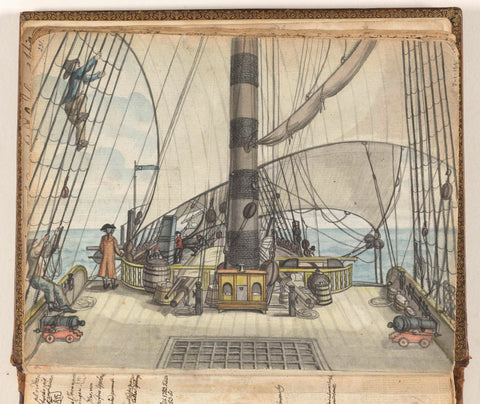 Deck view of a VOC ship to the large mast, Jan Brandes, 1778 - 1787 Canvas Print