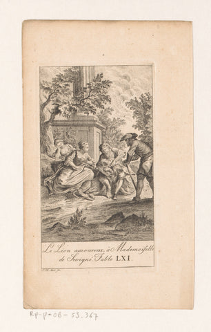 Fable of the lion in love with mademoiselle de Sevigné, Johann Heinrich Meil (der Ältere), 1758 Canvas Print