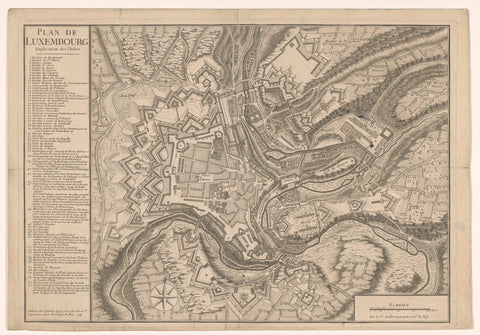 Fortification map of Luxembourg, anonymous, 1741 Canvas Print