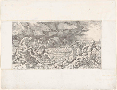 Neptune Calms the Waves ('Quos Ego'), Giulio Bonasone (attributed to), 1531 - 1570 Canvas Print