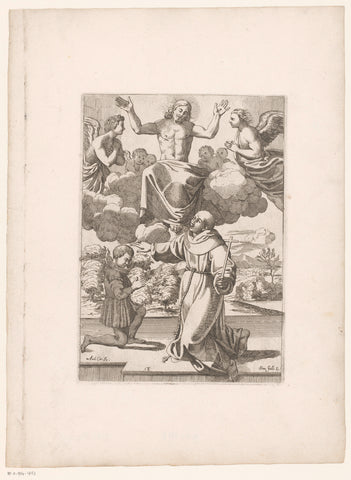 Saint Juan Diego blesses a boy as Christ appears to him, Simon Guillain (II), 1646 Canvas Print