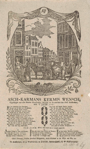 Fairground print of the Amsterdam ash cartmen for the year 1821, anonymous, 1821 Canvas Print