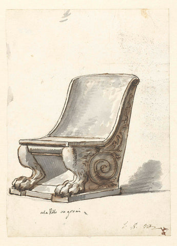 Chair in Villa Negroni, Jacques-Louis David, c. 1775 - c. 1780 Canvas Print