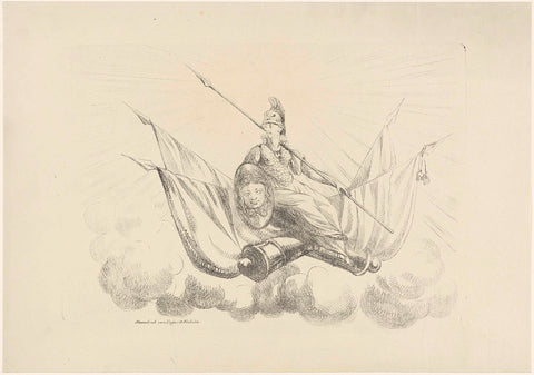 Pallas gezeten op twee gekruiste kanonnen, anonymous, 1816 - 1817 Canvas Print