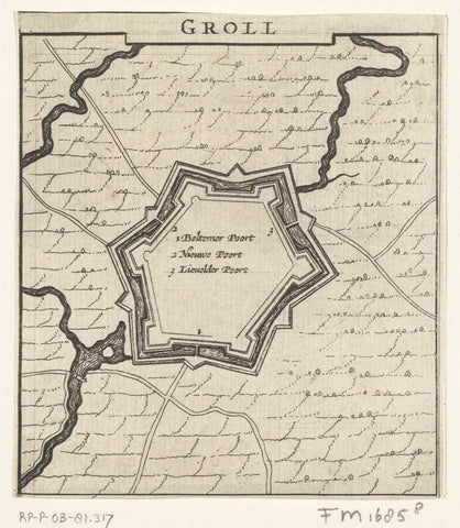 Map of Groenlo, 1631-1632, anonymous, 1632 - 1649 Canvas Print