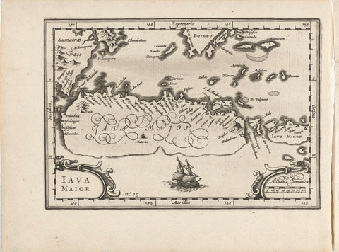 Map of the island of Java, 1596, anonymous, 1646 Canvas Print