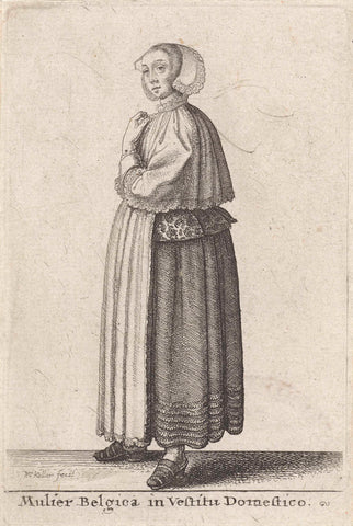 Mulier Belgica in Vestitu Domestico, Wenceslaus Hollar, 1643 Canvas Print