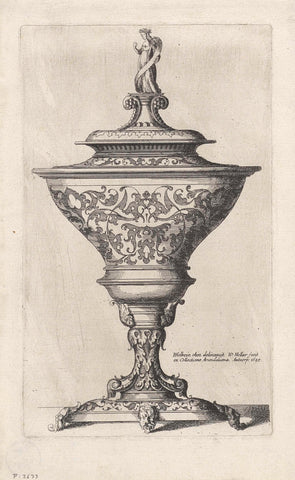 Ornamental goblet with standing woman, Wenceslaus Hollar, 1645 Canvas Print