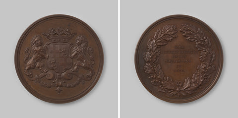 Flood disaster, medal awarded by the States of Utrecht for services rendered, David van der Kellen (1804-1879), 1855 Canvas Print