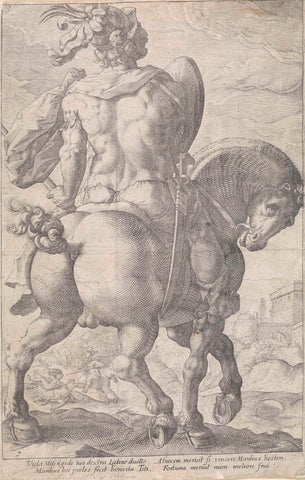 Titus Manlius on horseback, anonymous, 1608 - 1635 Canvas Print