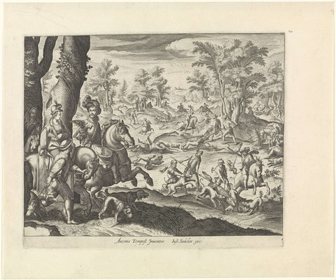 Landscape with manhunts, Justus Sadeler (possibly), 1600 - 1620 Canvas Print