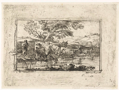 Herd at the Watering Place, Claude Lorrain, 1635 Canvas Print