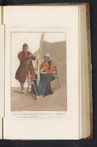 Fishing couple from Schokland, Ludwig Gottlieb Portman, 1812 Canvas Print