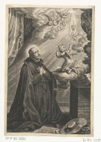 Saint Francis Borgia kneels before vision with host, Schelte Adamsz. Bolswert, 1596 – 1659 Canvas Print