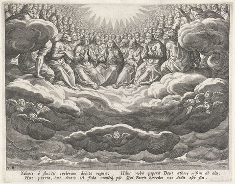 Heaven as one of the four extremes, Johann Sadeler (I), 1560 - 1600 Canvas Print