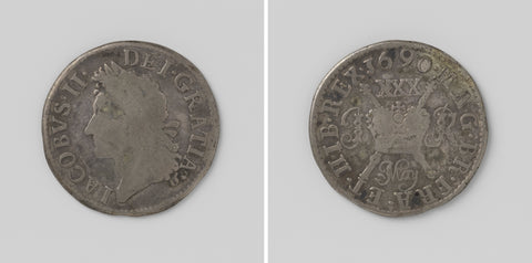 Emergency coin of half a crown of siege of James II, King of England, from May 1690, anonymous, 1690 Canvas Print