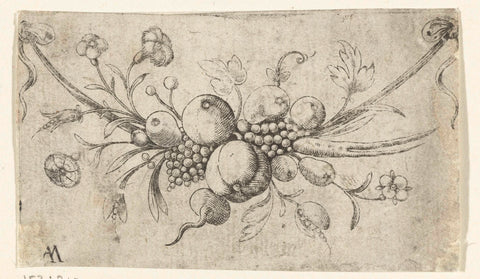 Garland of fruits and flowers, Adriaen Muntinck, c. 1600 - c. 1699 Canvas Print