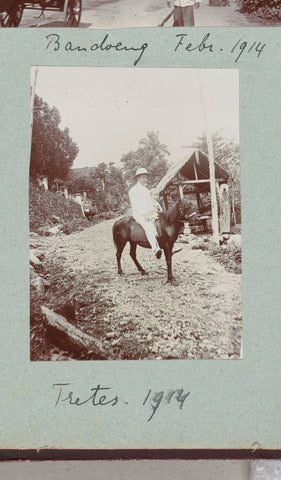 Man in a white tropical suit on a horse in the Indonesian landscape., Frits Freerks Fountain Fz. (attributed to), c. 1912 Canvas Print