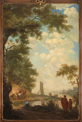 Arcadisch landschap met figuren bij een rivieroever, Jurriaan Andriessen, 1771 Canvas Print