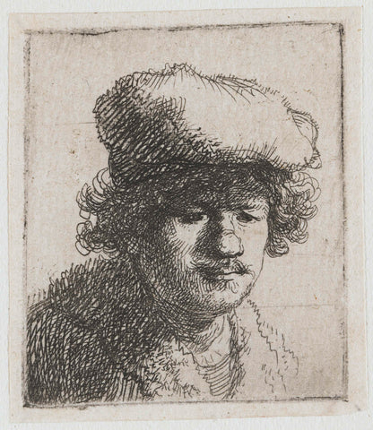 Self-portrait with Cap Pulled Forward, Rembrandt van Rijn, c. 1630 Canvas Print