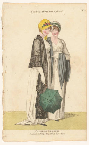 Magazine of Female Fashions of London and Paris. No. 31: London, September, 1800: Walking Dresses, Richard Phillips, 1800 Canvas Print