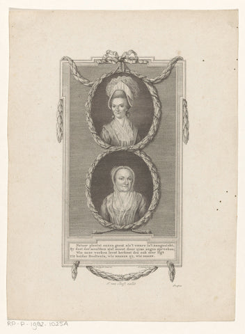 Double portrait of Elisabeth Bekker and Agatha Deken, Antoine Alexandre Joseph Cardon, 1784 Canvas Print