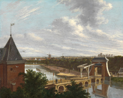 The Amsterdam Outer Canal near the Leidsepoort Seen from the Theatre, Johannes Jelgerhuis, 1813 Canvas Print