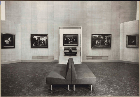 Room with paintings, a passage with a view of De Staalmeesters and a bench for visitors, 1958 Canvas Print