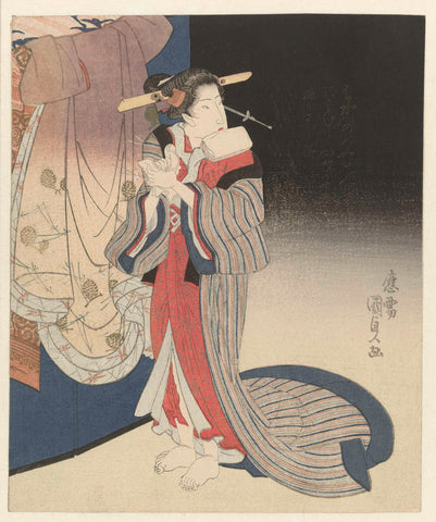 Courtisane bereidt zich voor op de nacht, Kunisada (I) , Utagawa, 1823 - 1827 Canvas Print