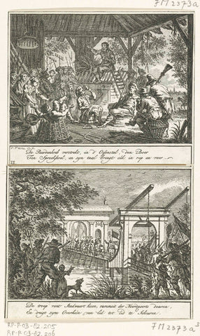 Het serken van oproer onder de boeren, 1672, Simon Fokke, 1764 - 1766 Canvas Print