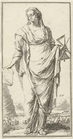 Personification of architecture, Arnold Houbraken, 1710 - 1719 Canvas Print