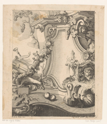 Fountain with deer, anonymous, 1704 - 1762 Canvas Print