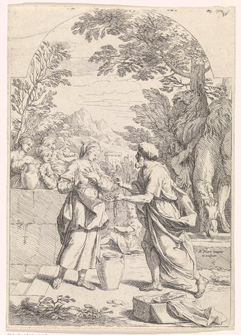 Rebekah and Eliezer at the well, Bernard Picart, 1683 - 1733 Canvas Print