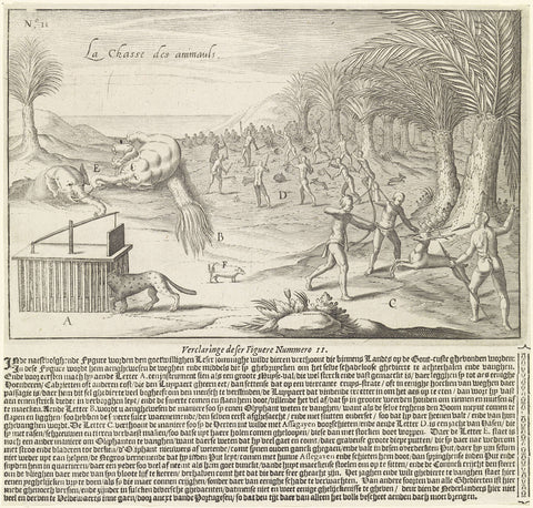 Hunting of elephants and other animals, Johann Theodor de Bry, 1602 Canvas Print