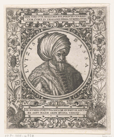 Portrait of the Sultan Lutzis Basha, Theodor de Bry, 1596 Canvas Print