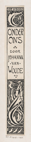 Design for a book back for: Johanna van Woude, Onder ons, 1898, anonymous, Willem Wenckebach, in or before 1898 Canvas Print