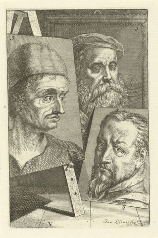 Portraits of Willem Key, Frans Floris and Pieter Aertsen, Jan l'Admiral, 1764 Canvas Print