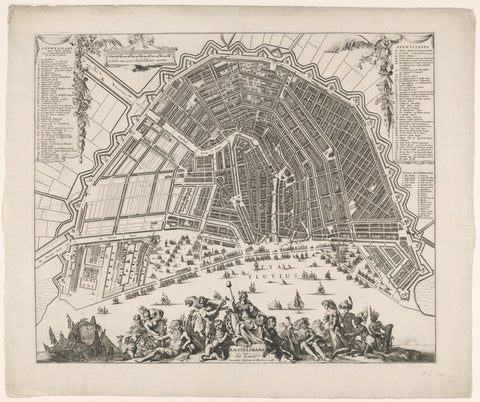 Map of Amsterdam, Romeyn de Hooghe (possibly), 1754 - 1779 Canvas Print