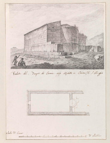 Gezicht op tempel van Demeter en plattegrond, tegenwoordig opgenomen in kerk van heilige Blasius te Agrigento, Louis Mayer, 1778 Canvas Print