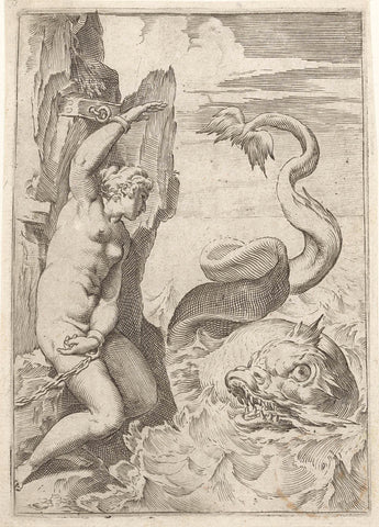 Andromeda, Agostino Carracci, c. 1590 - c. 1595 Canvas Print