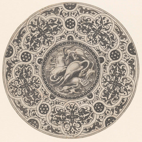 Bowl with poultry and moresken, Pierre Firens (rejected attribution), c. 1604 - c. 1620 Canvas Print